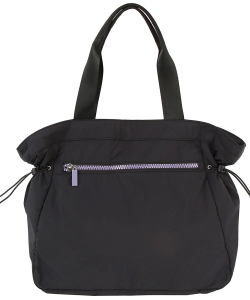 Fashion Nylon Drawstring Tote Shopper Bag CJF140 BLACK